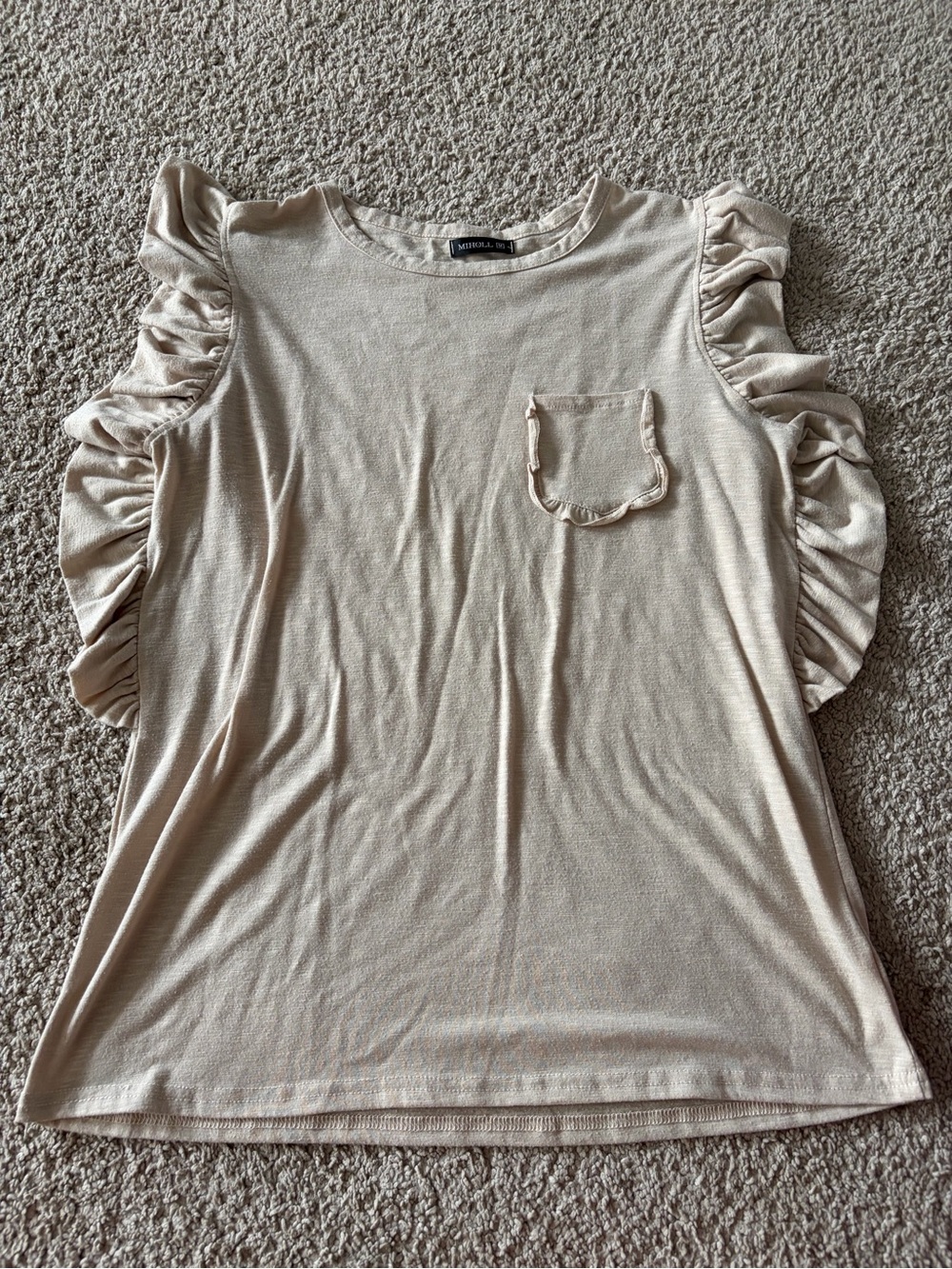 Cream Ruffle Sleeve Tank